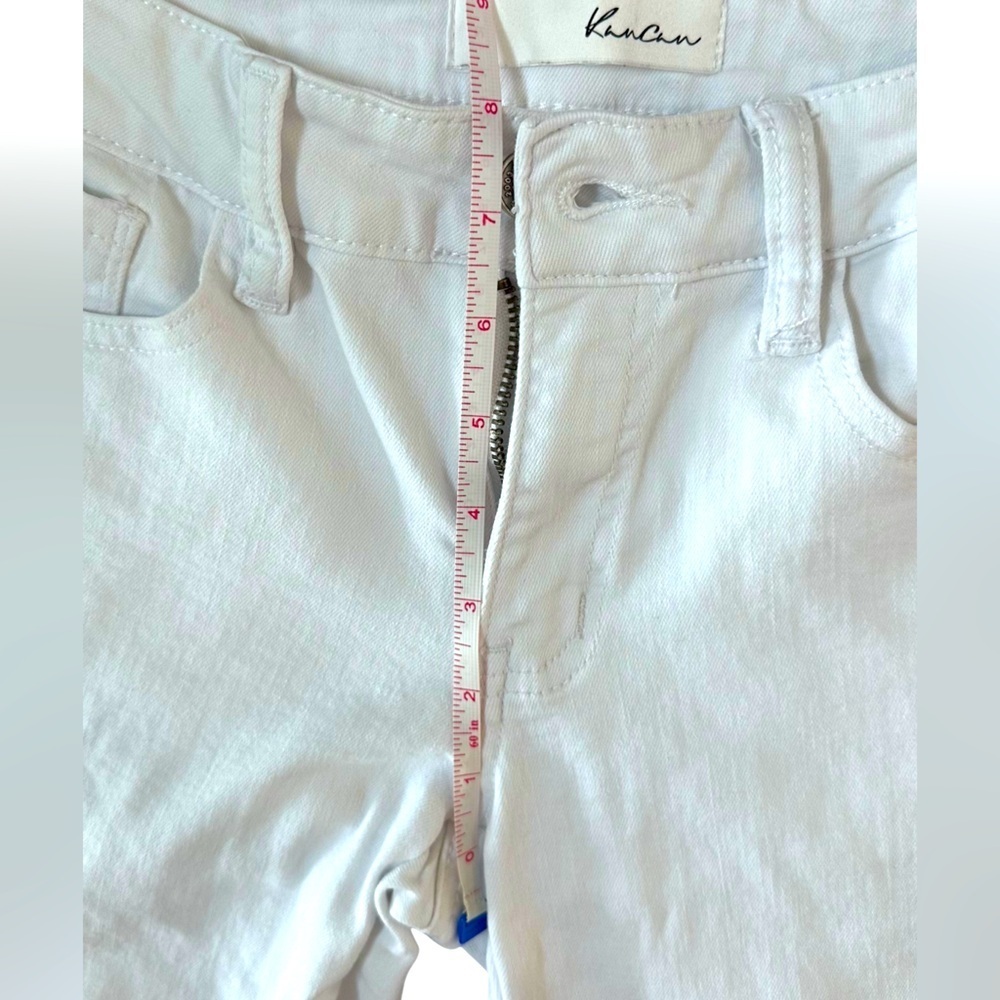 KanCan White Jeans Women’s Size 5/26 Mid Rise Skinny Zip Ankle Frayed Hem - Picture 7 of 12